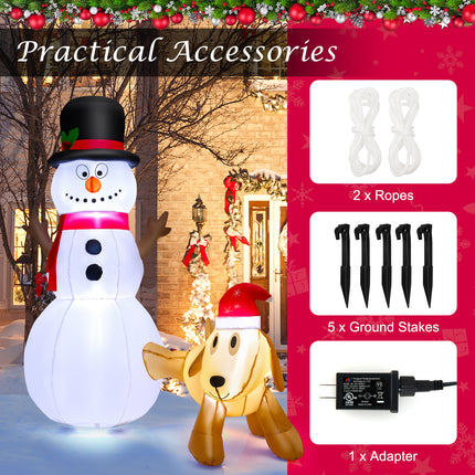 DREAMADE 6 FT Christmas Decoration, Inflatable Christmas Snowmen with Dog