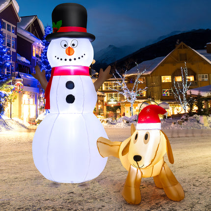 DREAMADE 6 FT Christmas Decoration, Inflatable Christmas Snowmen with Dog