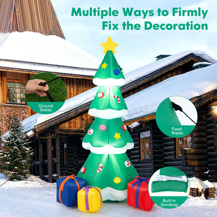 DREAMADE 6 FT Inflatable Christmas Tree, Blow Up Christmas Decoration, Self Inflating X-mas Tree w/ 3 Gift Boxes