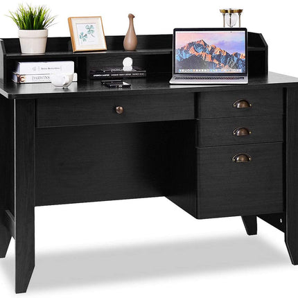 DREAMADE Home Office Desk with Drawer, Wood Office Executive Desk w/Multiple Drawers & Storage Cabinet