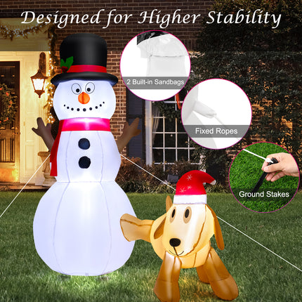 DREAMADE 6 FT Christmas Decoration, Inflatable Christmas Snowmen with Dog