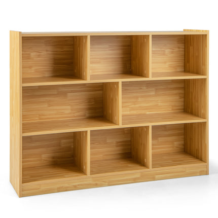 DREAMADE 8-Cube Storage Organizer, 3-Tier Wooden Cube Shelf, Blue