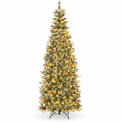 DREAMADE 7 FT Pre-Lit Artificial Christmas Tree, Slim Pencil Tree w/ 818 Branch Tips