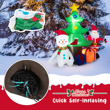 DREAMADE 6.5FT Inflatable Christmas Decoration, Self Inflating Christmas Tree w/Santa Claus