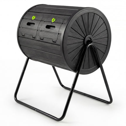 DREAMADE 37.5 Gallon Compost Bin, Dual Chamber Tumbler Composter, Black