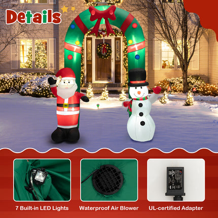 DREAMADE 8 FT Inflatable Christmas Decoration, Tall Christmas Tree Archway w/Santa Claus