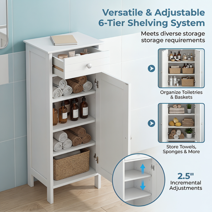 DREAMADE Bathroom Storage Cabinet, Slim Narrow Organizer with Drawer, Black