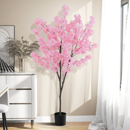 DREAMADE 6.5FT Artificial Cherry Blossom Tree, Faux Sakura Tree w/ 900 Pink Flowers