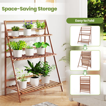 DREAMADE 3-Tier Bamboo Plant Stand, Ladder Plant Shelf