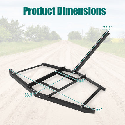 DREAMADE 66" Driveway Drag Harrow, Tow Behind Landscape Harrow