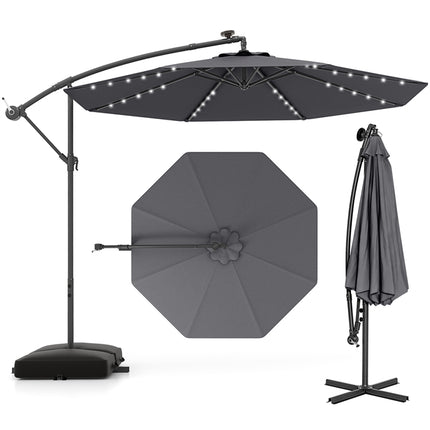 DREAMADE Patio Umbrella with Base Included, 10ft Offset Cantilever Canopy w/Stand