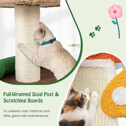 DREAMADE Mushroom Cat Tree, 40.5" Multi-Level Cat Tower