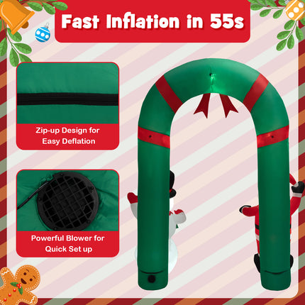 DREAMADE 8 FT Inflatable Christmas Decoration, Tall Christmas Tree Archway w/Santa Claus