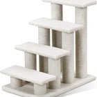 DREAMADE 4-Step Cat Stairs, Upholstered Pet Ladder, Grey