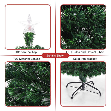 Artificial Christmas Tree Pre-Lit Optical Fiber Tree 8 Flash Modes - DreamadeUS