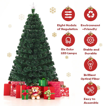 Artificial Christmas Tree Pre-Lit Optical Fiber Tree 8 Flash Modes - DreamadeUS