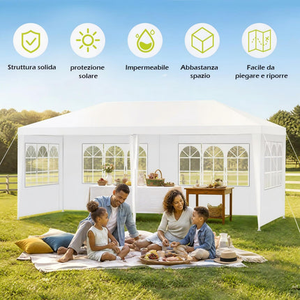 DREAMADE 10' x 20' Canopy Tent, Outdoor Gazebo with 6 Sidewalls, White