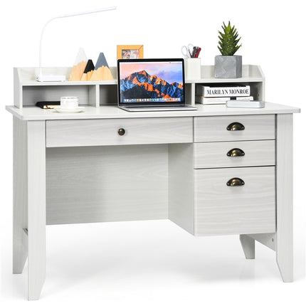 DREAMADE Home Office Desk with Drawer, Wood Office Executive Desk w/Multiple Drawers & Storage Cabinet
