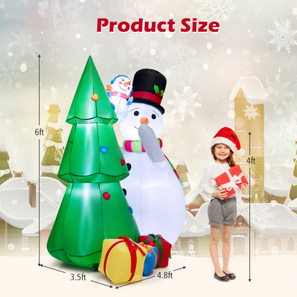 DREAMADE 6 FT Christmas Decoration, Inflatable Christmas Tree with Snowmen