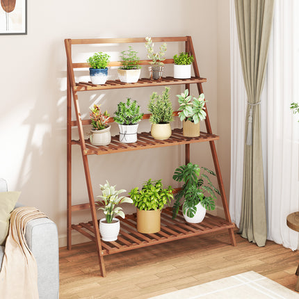 DREAMADE 3-Tier Bamboo Plant Stand, Ladder Plant Shelf