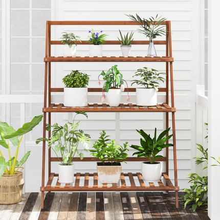 DREAMADE 3-Tier Bamboo Plant Stand, Ladder Plant Shelf