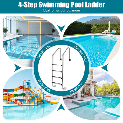 DREAMADE Inground Pool Ladder, 4-Step Swimming Pool Entry Ladder