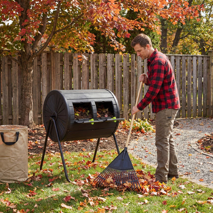 DREAMADE 37.5 Gallon Compost Bin, Dual Chamber Tumbler Composter, Black