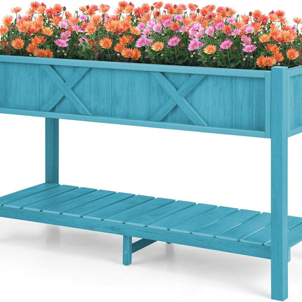 Dreamade HIPS Raised Garden Bed, Elevated Planter Box w/Legs, Storage Shelf, Drain Holes