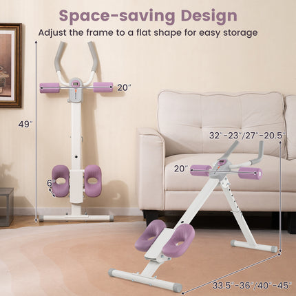 Ab Workout Equipment,Foldable Strength Trainer with Elbow Support, Knee Protection & LCD Monitor