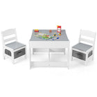 DREAMADE Toddler Table and Chair Set, 3 in 1 Wooden Activity Table w/Storage Drawer&Box