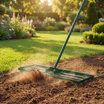 DREAMADE Lawn Leveling Rake, 30"/36"/42" x 10" Professional Grade Soil Distribution Rake w/67 Ergonomic Handle