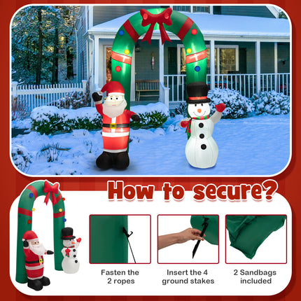 DREAMADE 8 FT Inflatable Christmas Decoration, Tall Christmas Tree Archway w/Santa Claus