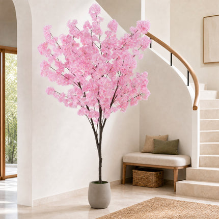 DREAMADE 6.5FT Artificial Cherry Blossom Tree, Faux Sakura Tree w/ 900 Pink Flowers