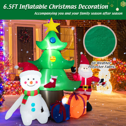 DREAMADE 6.5FT Inflatable Christmas Decoration, Self Inflating Christmas Tree w/Santa Claus
