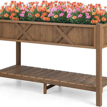 Dreamade HIPS Raised Garden Bed, Elevated Planter Box w/Legs, Storage Shelf, Drain Holes