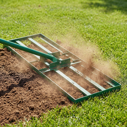 DREAMADE Lawn Leveling Rake, 30"/36"/42" x 10" Professional Grade Soil Distribution Rake w/67 Ergonomic Handle