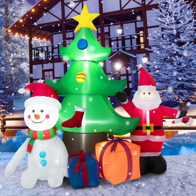 DREAMADE 6.5FT Inflatable Christmas Decoration, Self Inflating Christmas Tree w/Santa Claus