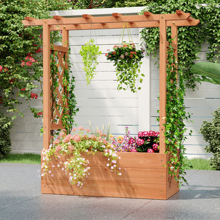 DREAMADE Raised Garden Bed with Trellis, Vertical Garden Planter w/Drainage Holes for Climbing Vines Roses Tomatoes