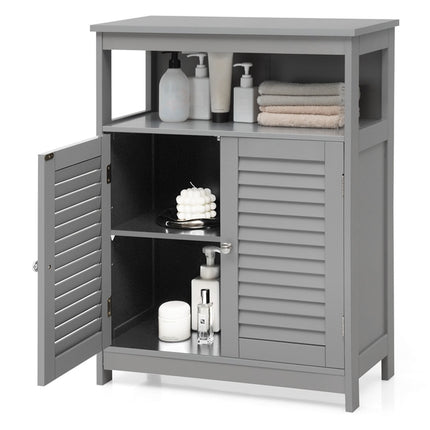 DREAMADE Bathroom Storage Cabinet, Wooden Floor Cabinet with 2 Doors, Black