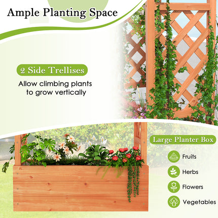 DREAMADE Raised Garden Bed with Trellis, Vertical Garden Planter w/Drainage Holes for Climbing Vines Roses Tomatoes