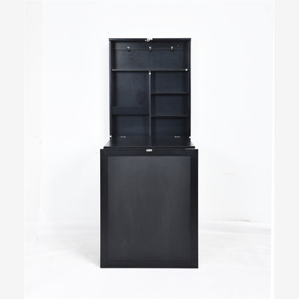 DREAMADE Folding Wall Desk, Wall Mounted Table with Storage, Fold Out Table with Shelves
