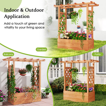 DREAMADE Raised Garden Bed with Trellis, Vertical Garden Planter w/Drainage Holes for Climbing Vines Roses Tomatoes
