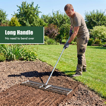 DREAMADE Lawn Leveling Rake, 30"/36"/42" x 10" Professional Grade Soil Distribution Rake w/67 Ergonomic Handle