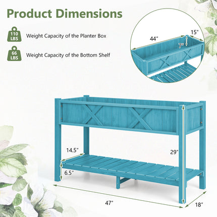 DREAMADE Raised Garden Bed with Legs, 47" x 18" x 29" Planter Box, Blue