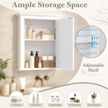 DREAMADE Mirrored Wall Mount Cabinet, Bathroom Storage Cabinet with Adjustable Shelf & HD Mirror
