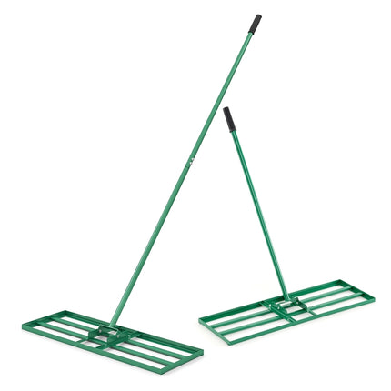 DREAMADE Lawn Leveler, Adjustable Lawn Leveling Rake w/ Steel Handle, Black