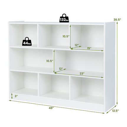 DREAMADE 8-Cube Storage Organizer, 3-Tier Wooden Cube Shelf, Blue
