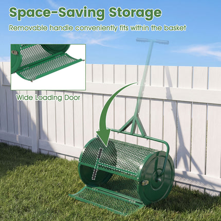 DREAMADE Compost Spreader, Peat Moss Spreader with T Handle, Black