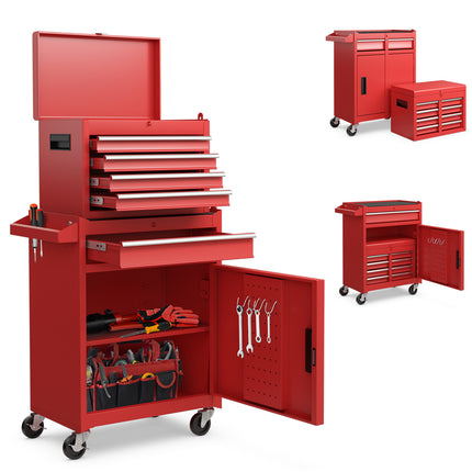 DREAMADE 5-Drawer Tool Chest Combo, Rolling Tool Cabinet w/Detachable Top Tool Box
