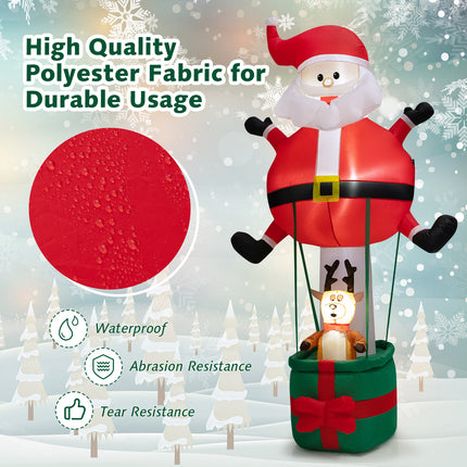 DREAMADE 8 FT Christmas Decoration, Inflatable Santa Claus on Air Balloon w/Reindeer